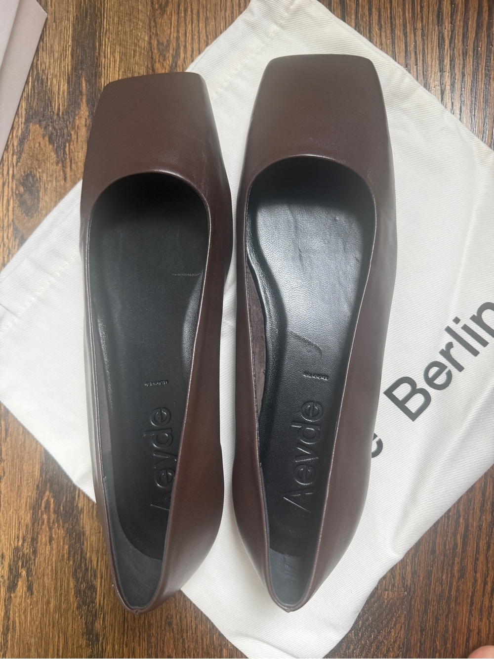 Aeyde Brown Leather Square-Toe Ballet Flat Matti Napa leather ballet Sz 40 - Picture 12 of 12